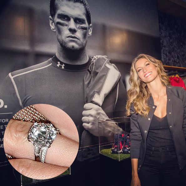 Gisele Caroline Bündchen a Tom Brady se zasnoubil na cestě soukromým letadlem v roce 2009. Diamant o váze čtyři karáty na platinovém kroužku s dalšími dvěma diamanty po stranách má hodnotu 3,6 milionu korun.&nbsp;
