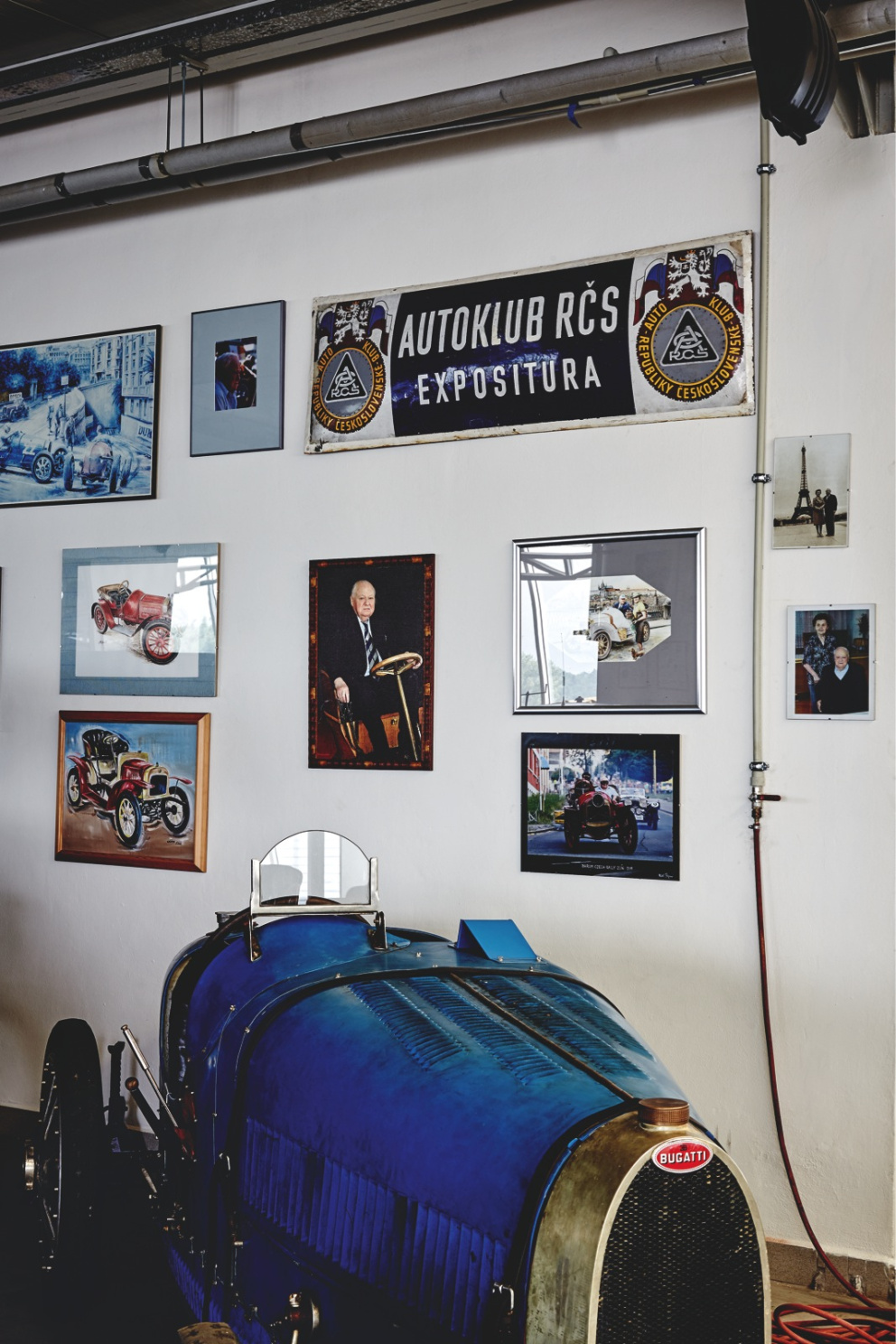 Automobil Bugatti 35, v němž závodila Eliška Junková, rodinná přítelkyně Samohýlových
